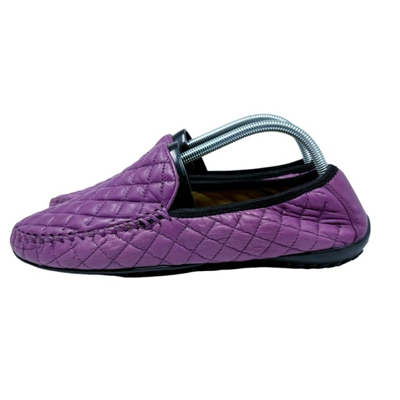 Robert Zur Quilted Leather Driving Loafers Purple Size 11 - Picture 3 of 7